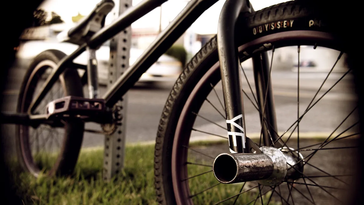 BMX bicycle with a peg installed on the wheel axle