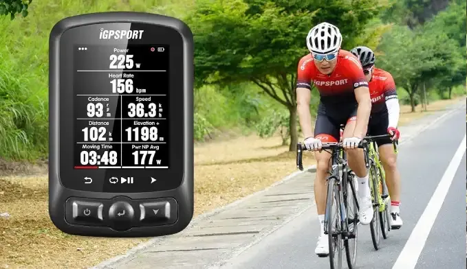 GPS bicycle computer showing a route map