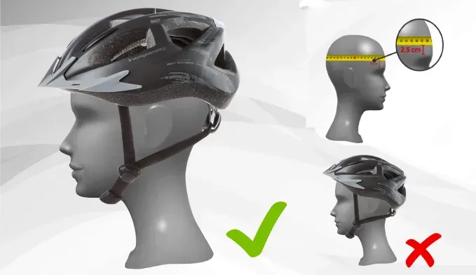 Flexible tape measuring head circumference for a bicycle helmet