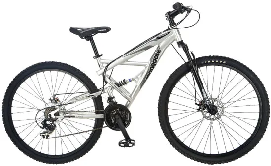 Mongoose mountain bike on a trail