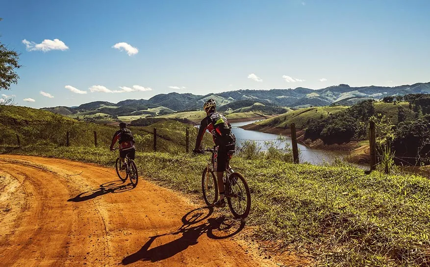 Hyper mountain bike on a paved path.